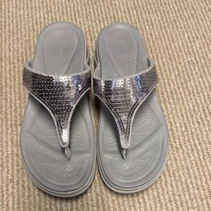 CROCS Women's Sandals with Silver Sequins
